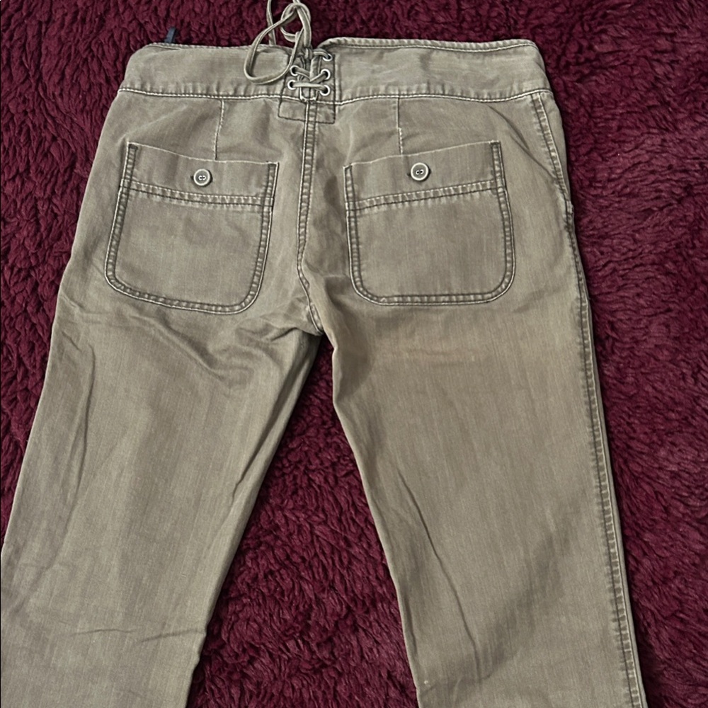 French Connection Olive Lace-Up Back Pocket Chinos